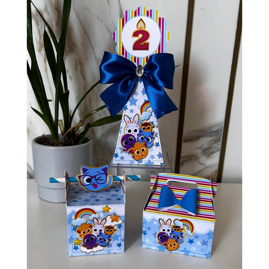 Caixinhas Personalizadas Festa Bolofofos – Kit Lembrancinhas de Aniversário | Decoração de Mesa