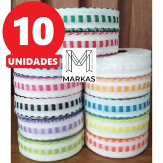 Kit 10 Rolos Galão Passa Fita Falso com 10 Metros cada 100% Poliéster Cores Sortidas Aviamentos em Oferta na Shopee