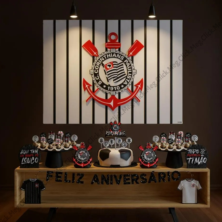Kit Festa Fácil Corinthians 39 Itens | Decoração Completa Tema Futebol – Prático e Econômico em Oferta na Shopee