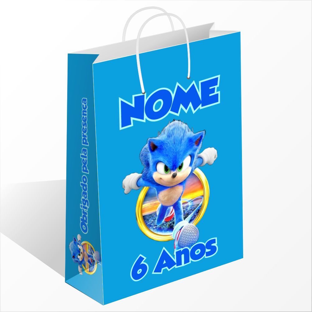 Sacolinha Personalizada Sonic Azul Sacolinha Personalizada com Nome Lembrancinha Sacolinha Surpresa