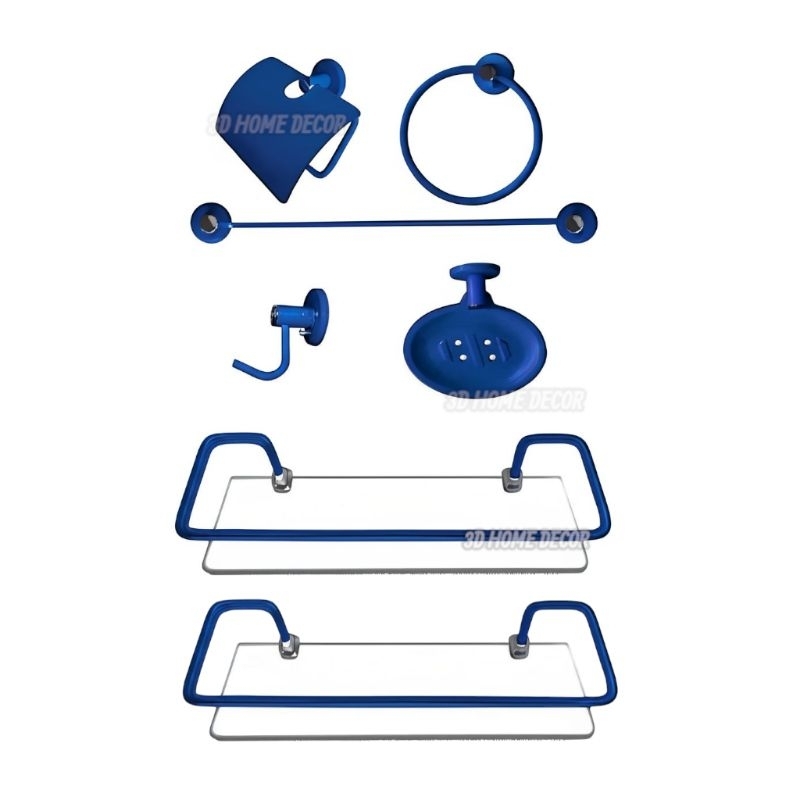 Acessórios De Banheiro Azul Metal Toalheiro Reto 50 CM Azul Papeleira Azul Banheiro Saboneteira Parede Inox Azul