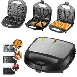 3 Em 1 Portátil Sanduicheiras Waffle Donuts Fast Antiaderente 110V/220V Pés Antiderrapantes