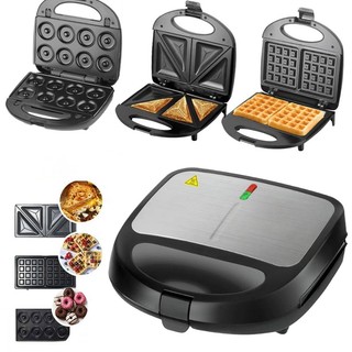 3 Em 1 Portátil Sanduicheiras Waffle Donuts Fast Antiaderente 110V/220V Pés Antiderrapant…