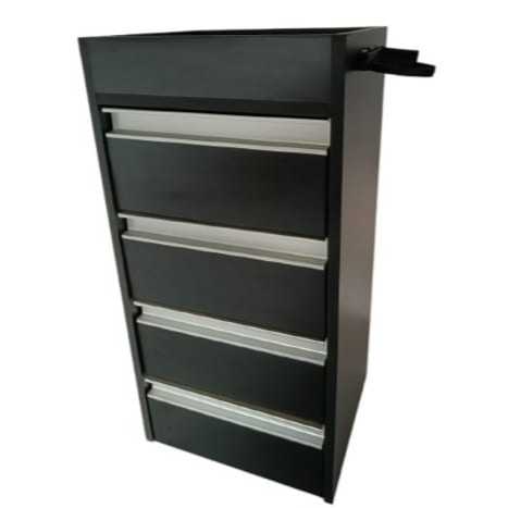 Carrinho Auxiliar Gaveteiro Multiuso estética com suporte para secador e chapa em MDF Preto 74 CM