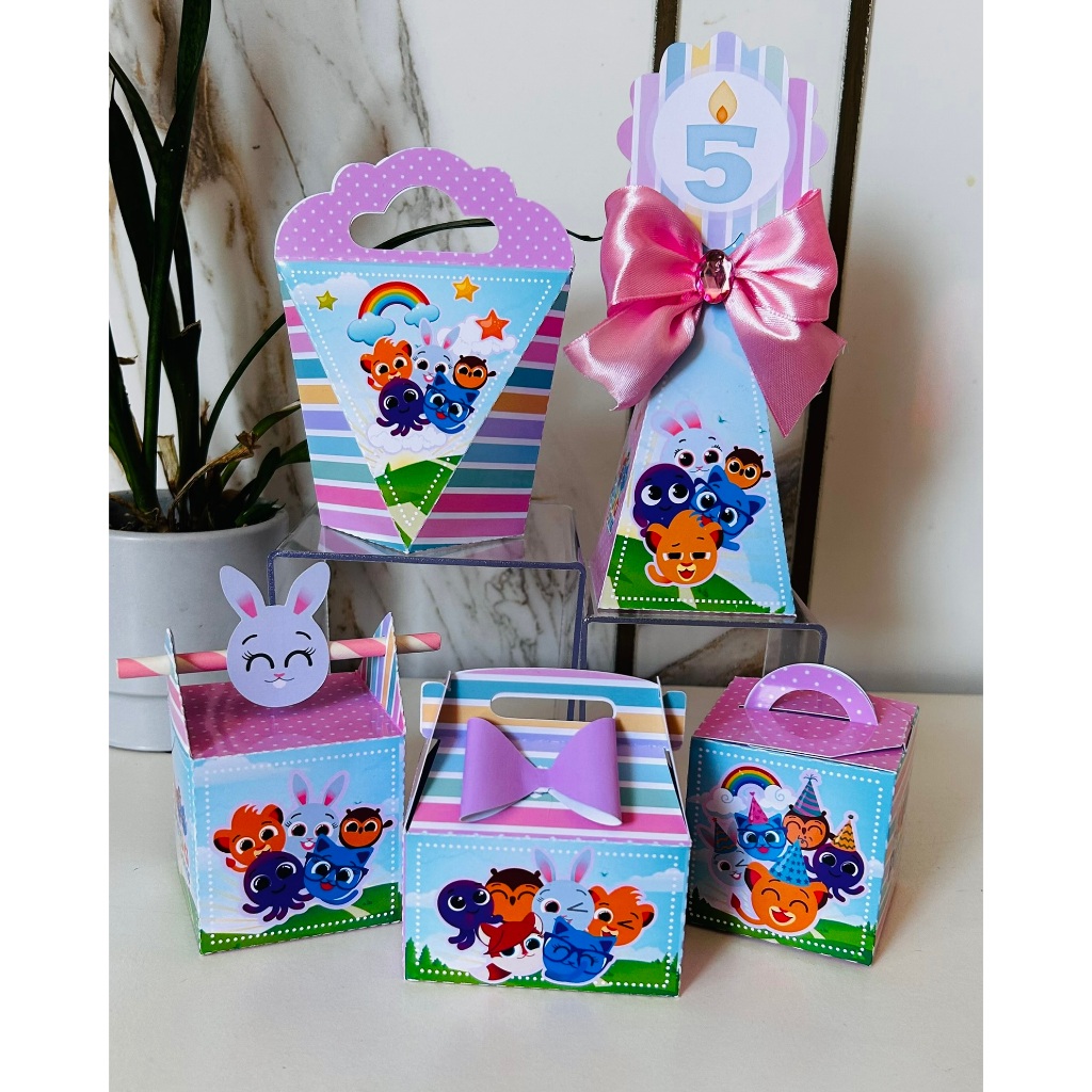 Decoração de Aniversário Infantil Bolofofos menina – Kit Caixas Personalizadas e Lembrancinhas