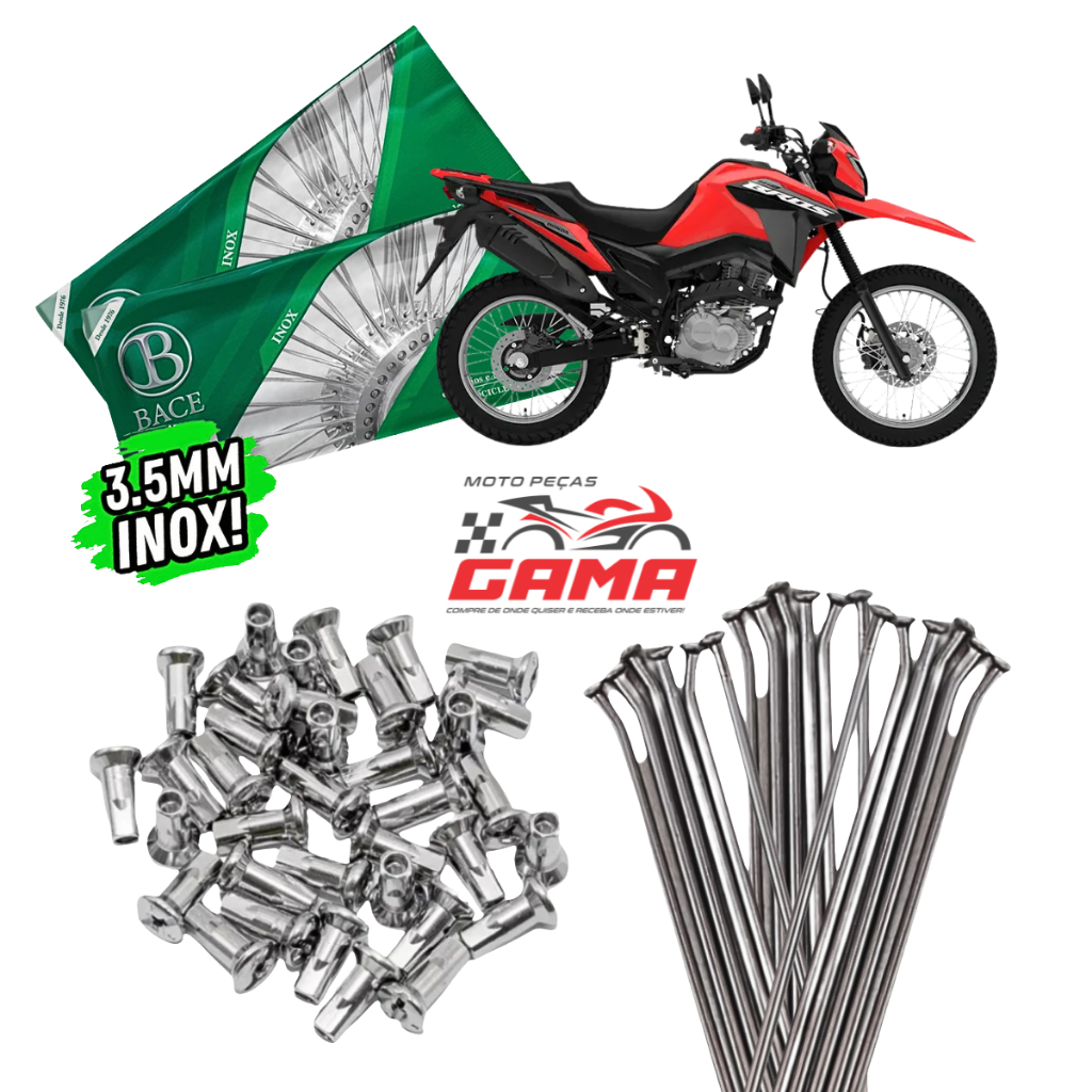 Jogo Kit Raio Bace 3,5mm Nxr 160 Bros Aço Inox dianteiro e traseiro ESDD Freio disco nas duas rodas em Oferta na Shopee