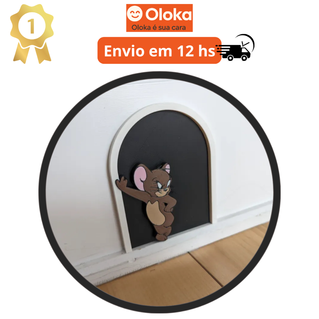 Portinha 3D Toca do Jerry para Rodapé – Enfeite Criativo Tom & Jerry | Decoração Geek Nerd Infantil