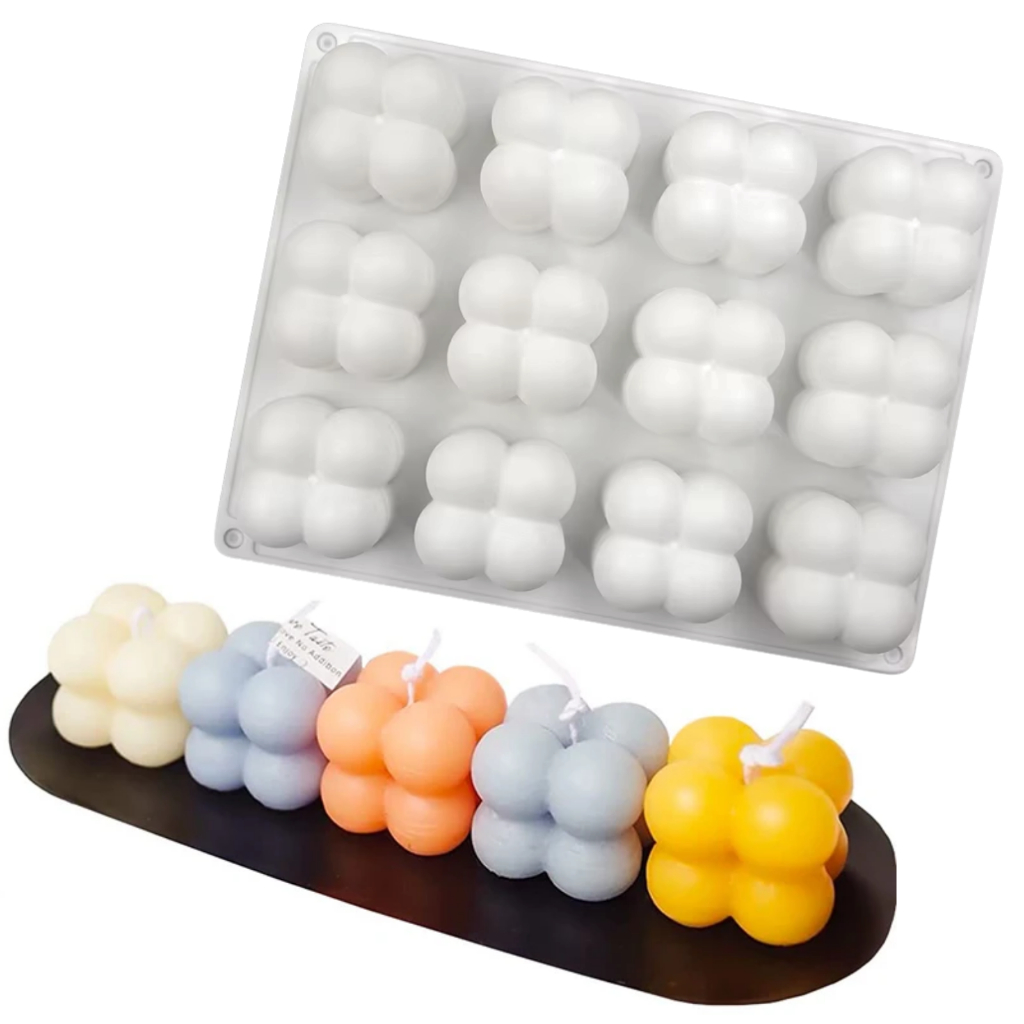 Forma Silicone para Velas de Bolinhas Bubble Molde Silicone 12 Cavidades Vela 3D Sabonete em Oferta na Shopee