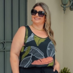 Blusa Regata Viscose Estampada Plus Size com Elastano Verão Camiseta