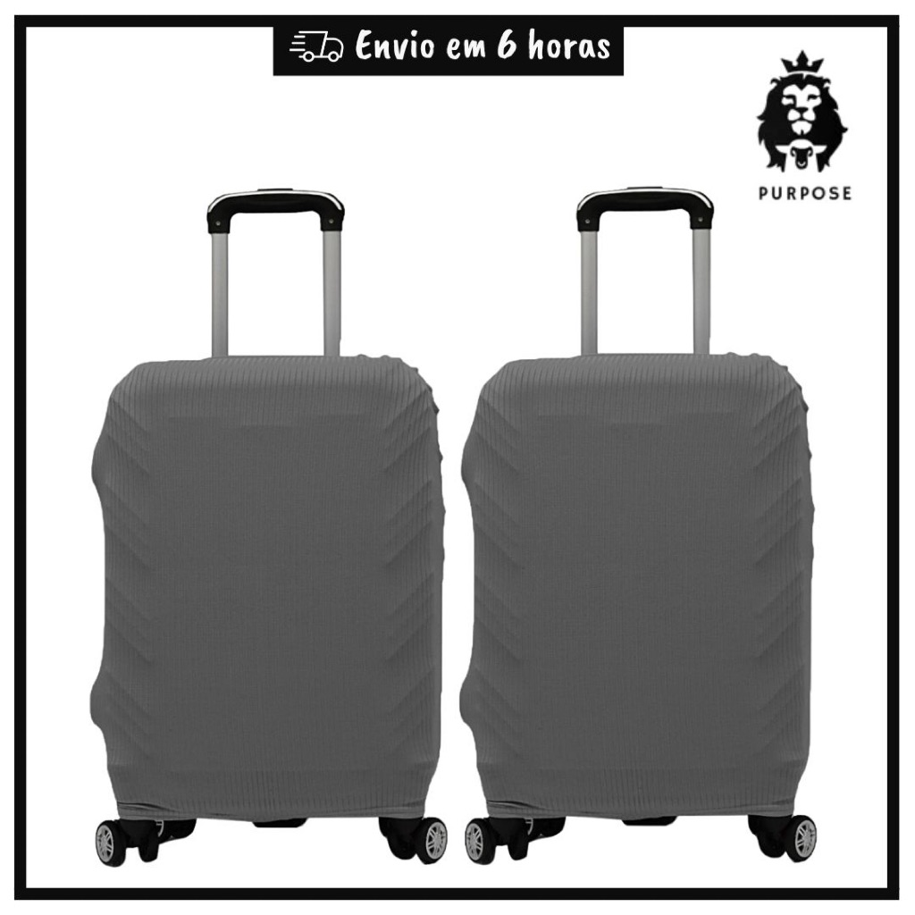 Kit 2 Capa Protetora Para Mala De Viagem Luxo Premium 10kg a 23 kg Bagagem Cinza Grafite P M G Envio Imediato