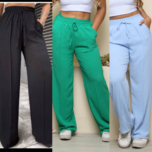 Calça Pantalona Feminina Com Bolso Forrada Cintura Alta em Oferta na Shopee