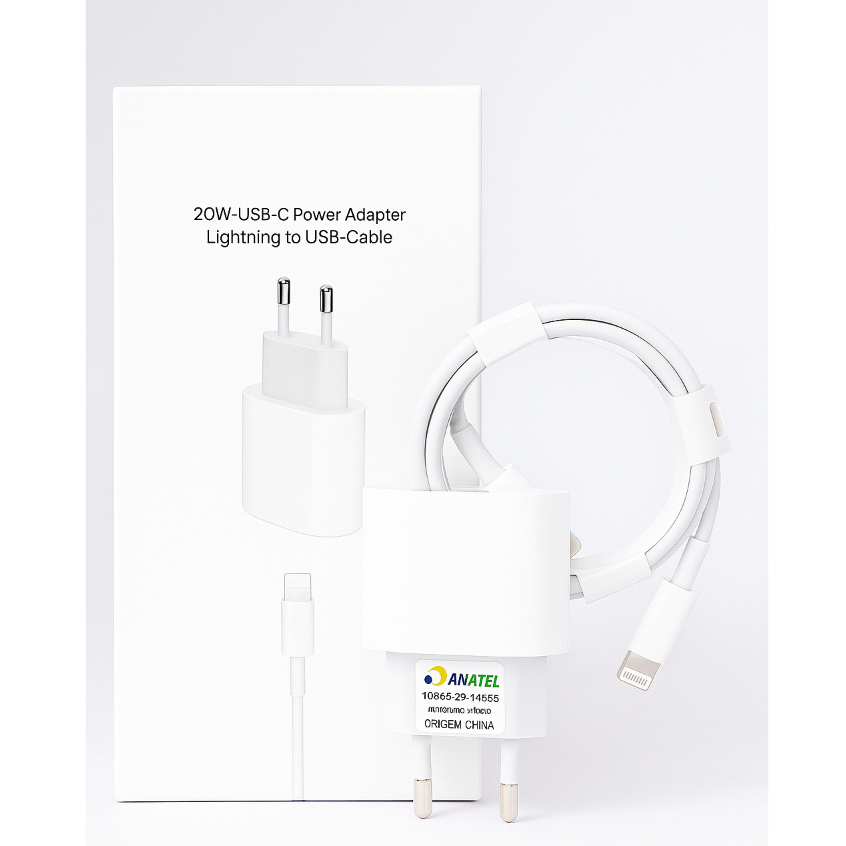 Carregador Completo Turbo 20W (Caixinha + cabo) USB-C-Lightning Iphone iOS