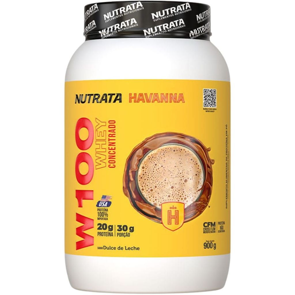 Whey Protein Concentrado W100 Nutrata Sabor Doce de Leite Havanna Pote 900G