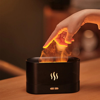 Umidificador de Chama com Difusor de Óleo Essencial e Luz LED Colorida de 7 Cores, Efeito de Chama