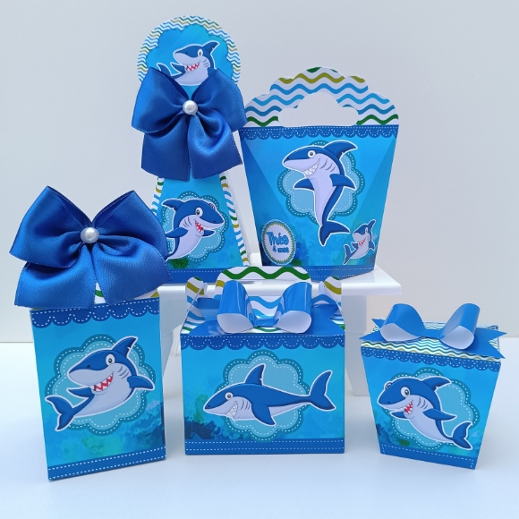 Kit Festa Tubarão l Personalizados l Lembrancinha para Festa l kit Caixas