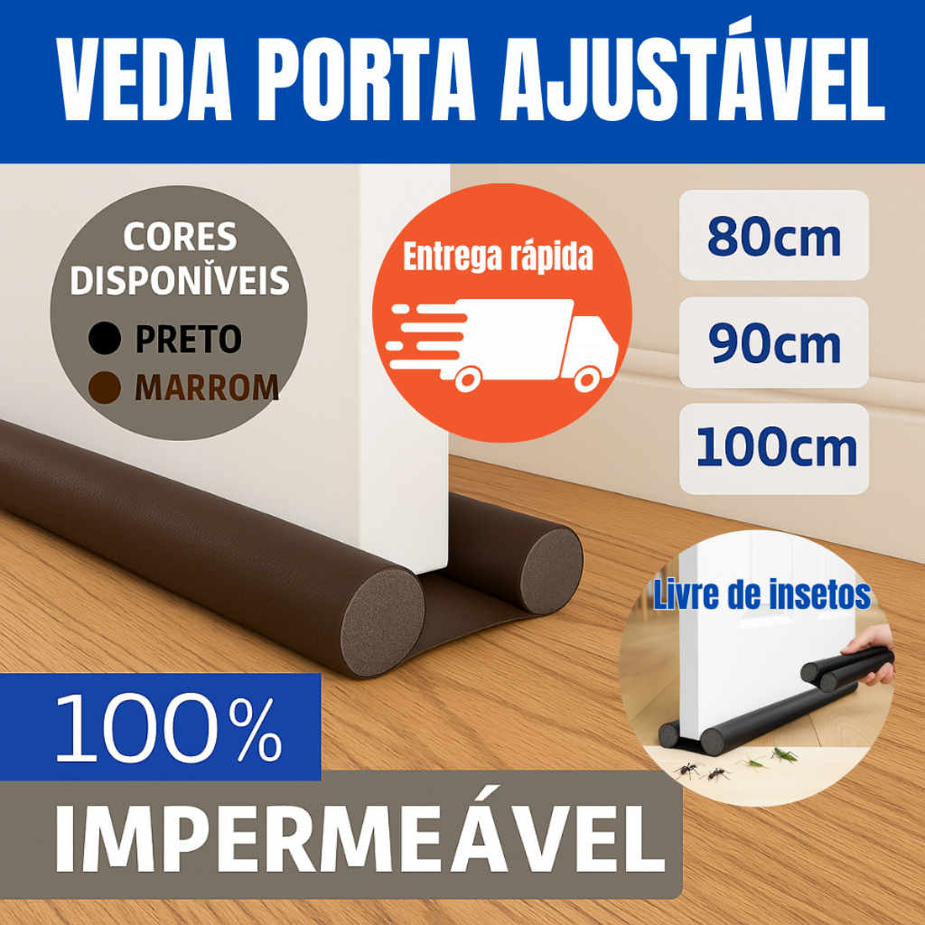 Veda Porta PVC Ajustável ate 5 peças - Impermeável Lavável, durável, Barreira contra poeira insetos em Oferta na Shopee