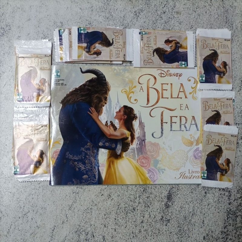 A bela e a fera - álbum com 50 pacotes de figurinhas - pacotinhos envelopes lacrados