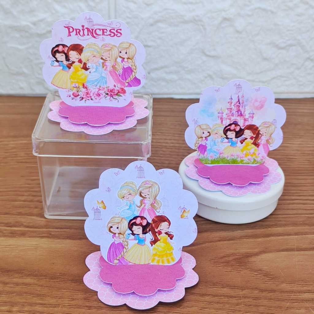 Aplique 3D Princesas Cute Tag Personalizada Festa Lembrancinha