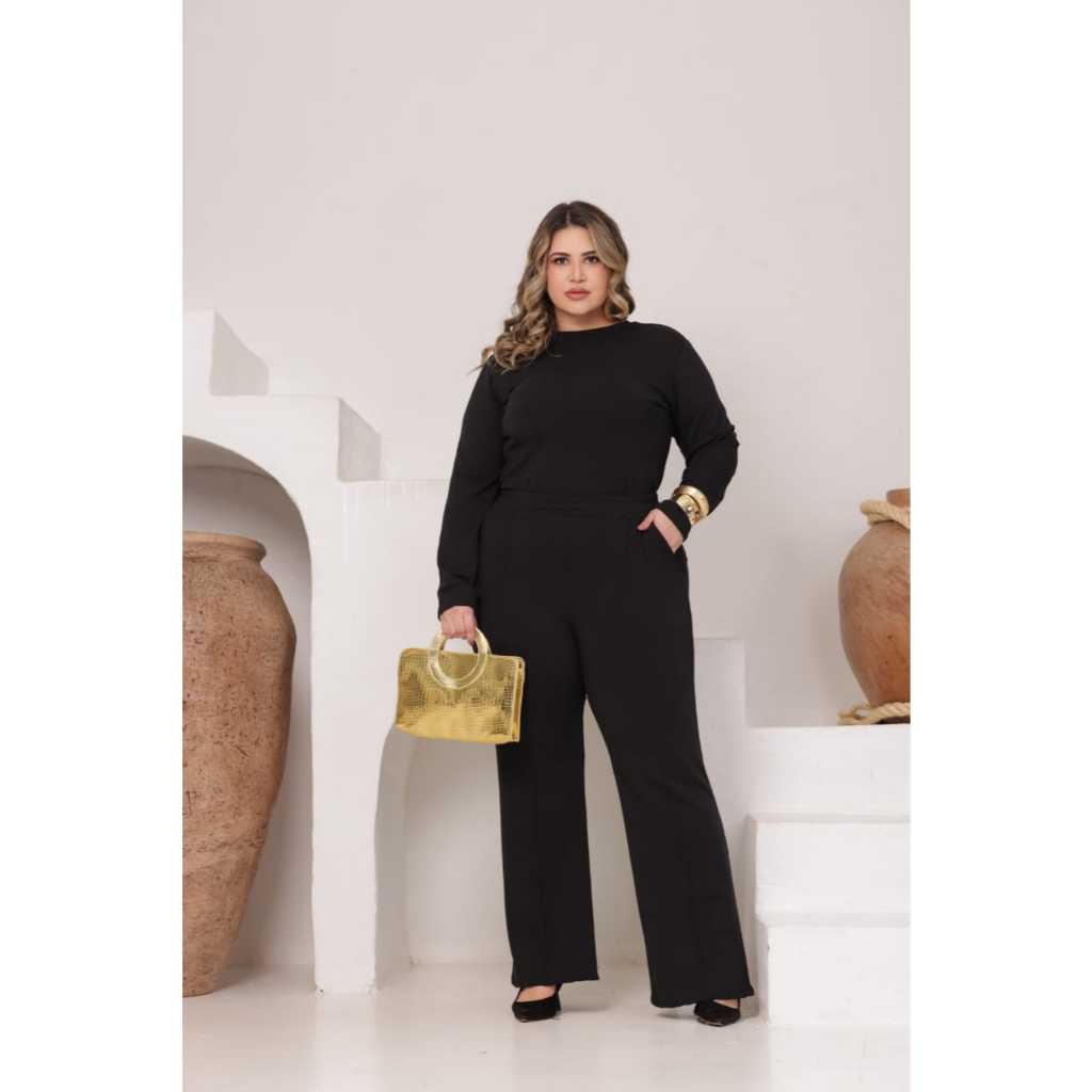 Conjunto Feminino de Frio Plus Size Calça Flair com Blusa de Manga Longa de Moletinho Envio IMEDIATO em Oferta na Shopee