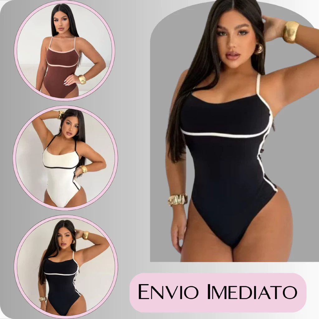 Body Maiô Feminino Alcinha Sem Fecho Cavado Suplex Alta Sustentação Tendência Verão — imagem 1