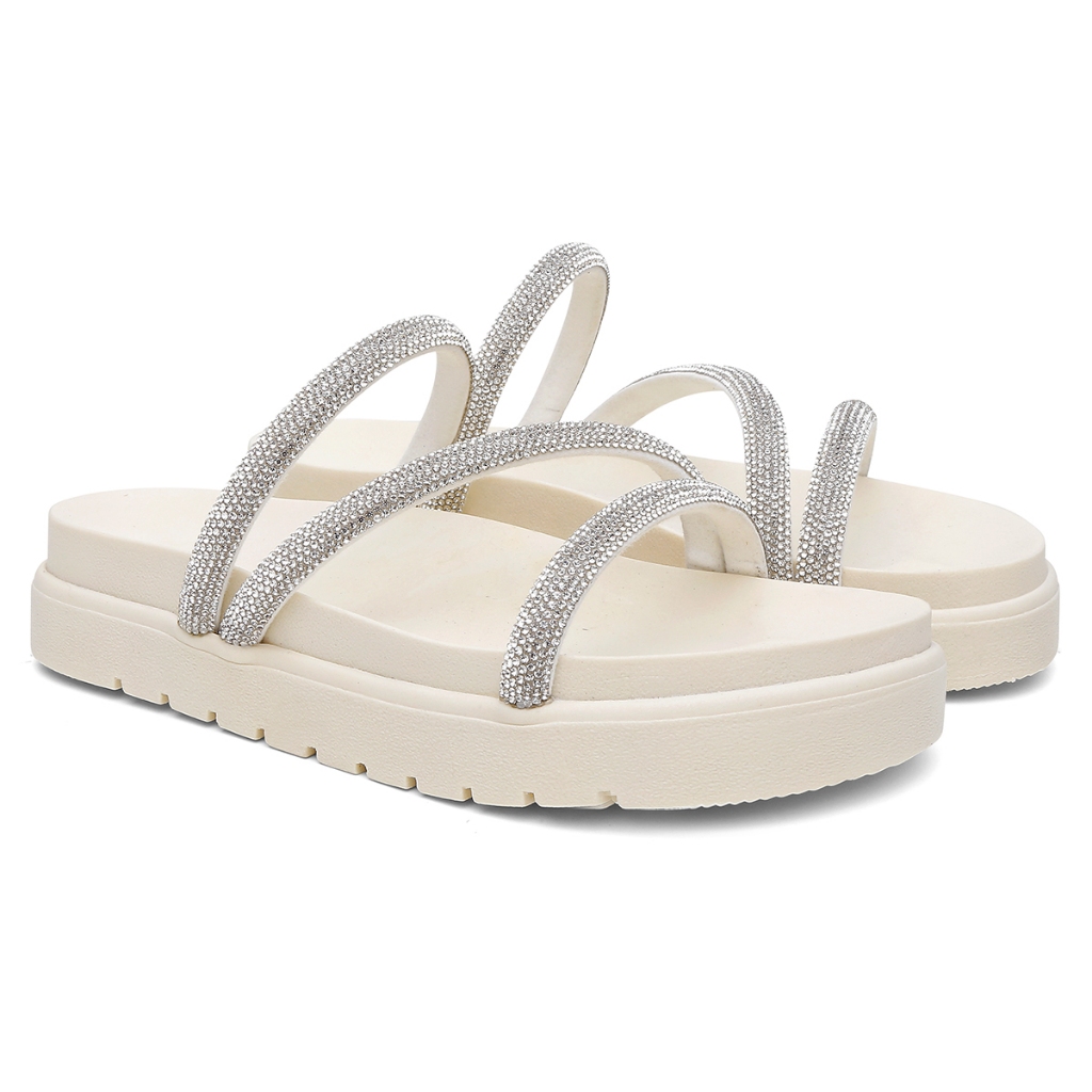 Sandalia Papete Rasteirinha Birken Alça Tres tiras Feminino Moderna Leve Confortavel Tendencia