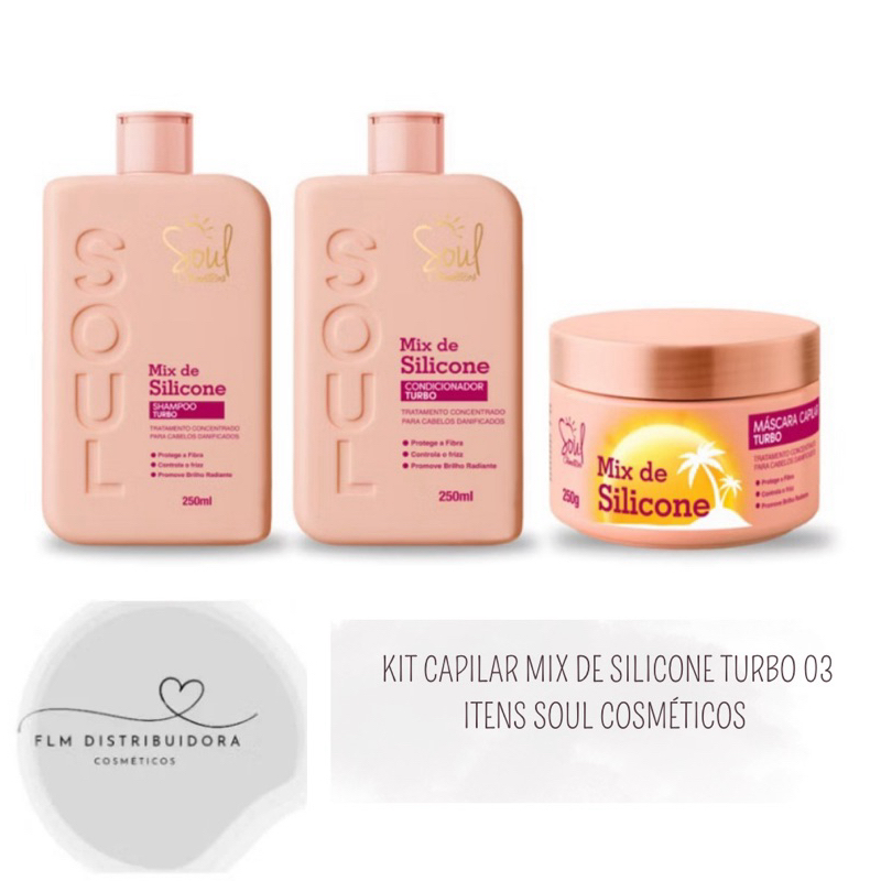 KIT CAPILAR MIX DE SILICONE TURBO 03 ITENS SOUL COSMÉTICOS