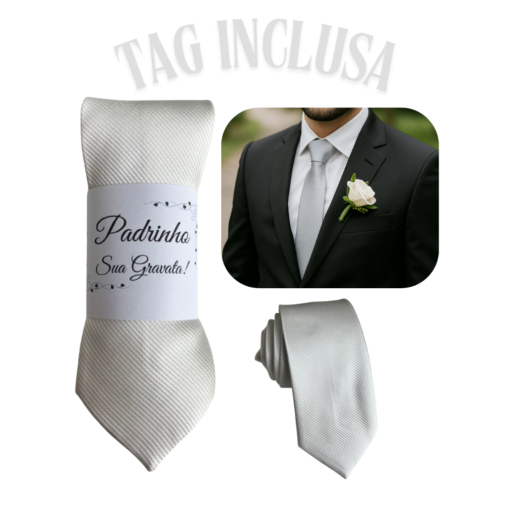Kit 05 a 20 Gravatas Prata Slim Para Padrinhos e Casamento em Oferta na Shopee