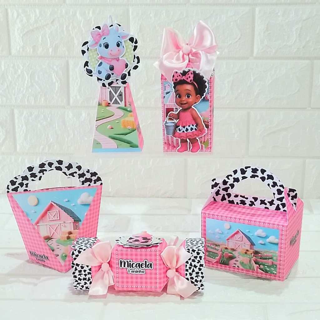 Kit festa Vaquinha Rosa-Lembrancinhas personalizadas- Caixas personalizadas-Papelaria Personalizada-Lembrancinhas -Festa