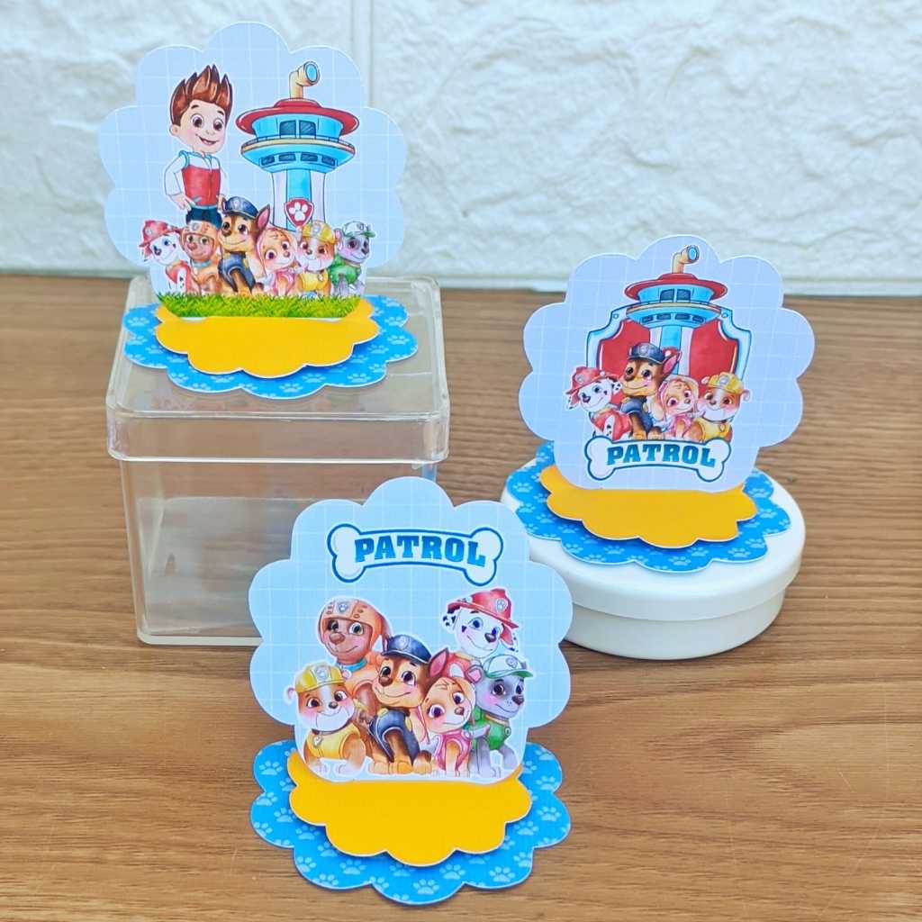 Aplique 3D Patrulha Canina Aquarela Tag Personalizada Festa Lembrancinha