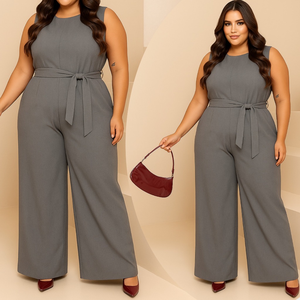 Macacão Plus Size Longo Pantalona Feminino Madrinha Casamento Formatura Batizado G GG G1 G...