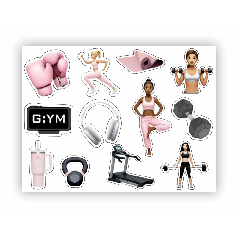 Cartela adesivos academia garrafa térmica treino feminino em Oferta na Shopee