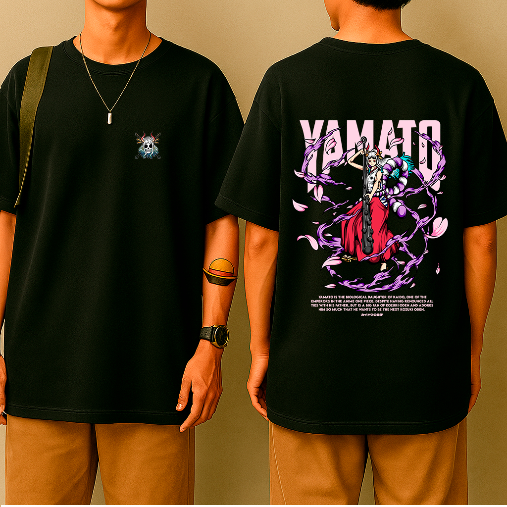 Camiseta Oversized Yamato – One Pirata, Estilo Mangá, Algodão Premium, Geek, Otaku, Anime Warrior, Yamato Style
