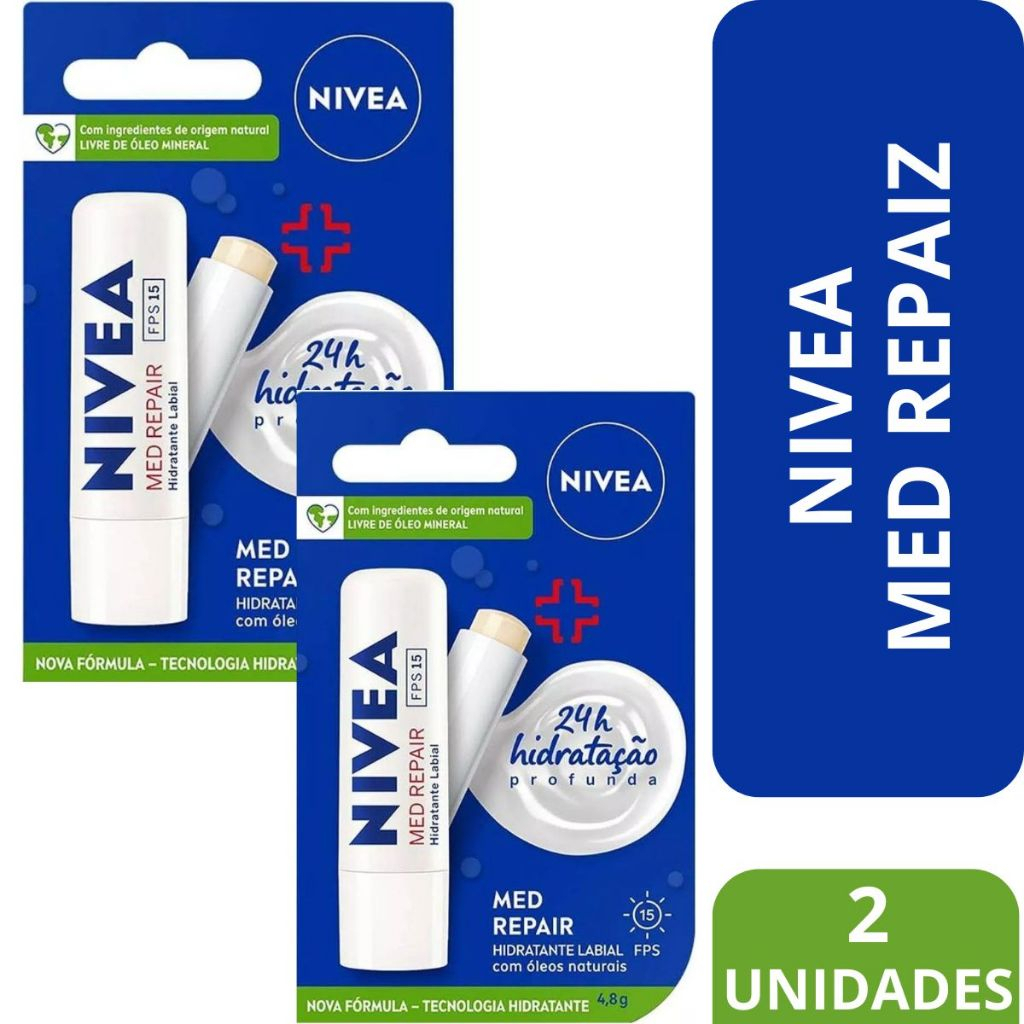 Kit 2 Nivea Hidratante Labial Med Repair 4,8g