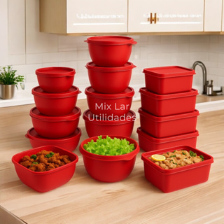 Kit 15 potes plásticos herméticos para cozinha em Oferta na Shopee