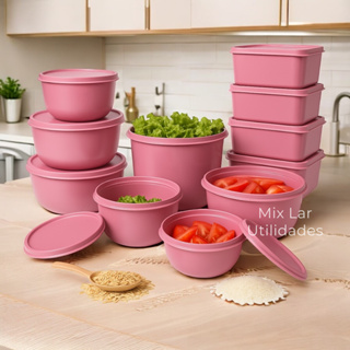Kit com 15 potes herméticos plásticos para cozinha em Oferta na Shopee