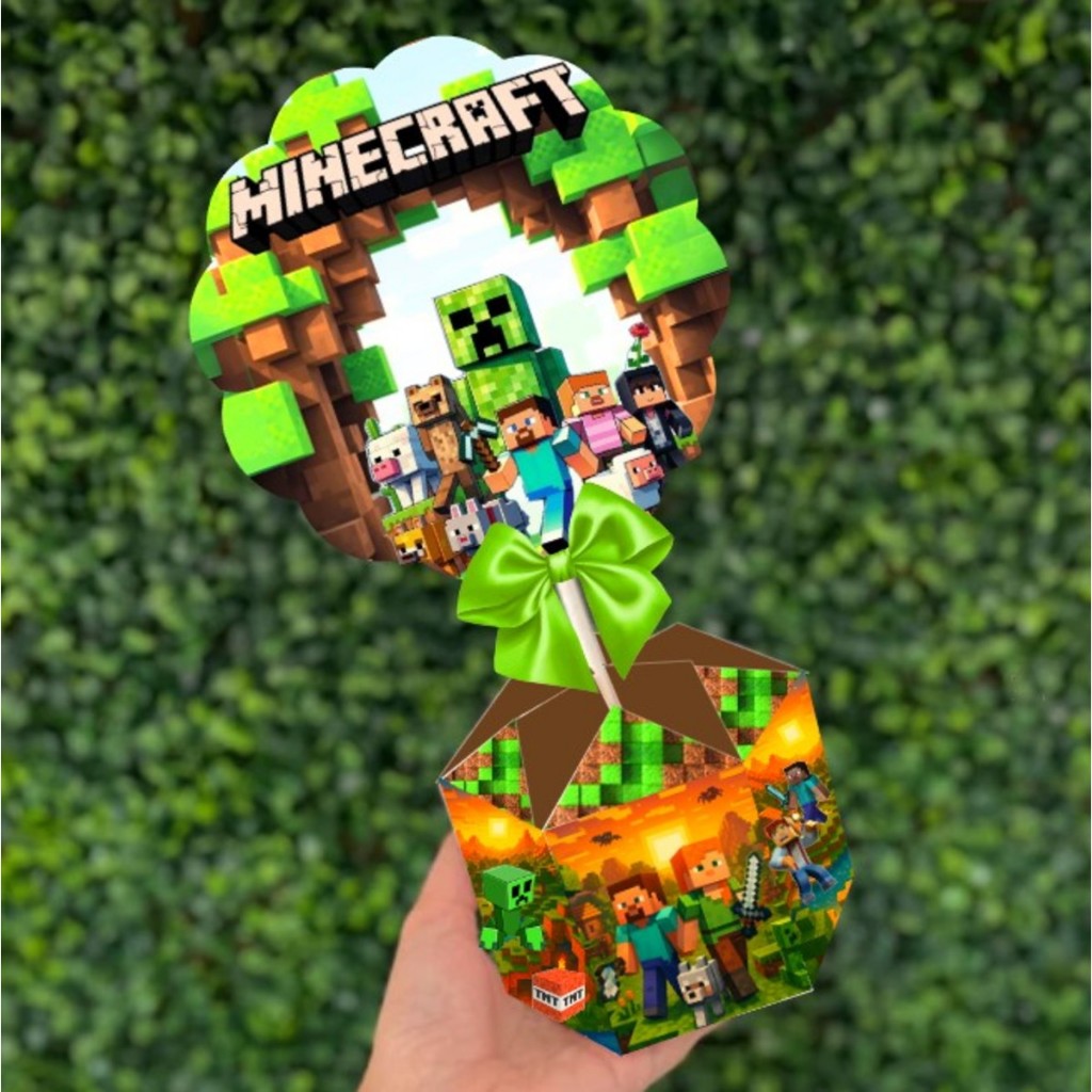 Kit de Centro de mesa  Minecraft| Arranjo Enfeite Cachepô | Lembrancinha | Festa | Personalizado