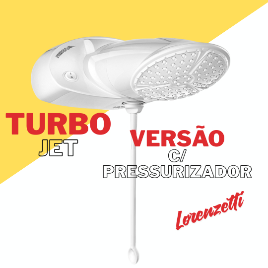 CHUVEIRO C/ PRESSURIZADOR DUCHA LORENZETTI TOP JET TURBO MULTITEMPERATURAS  110V 5500W / 220V 7500W.