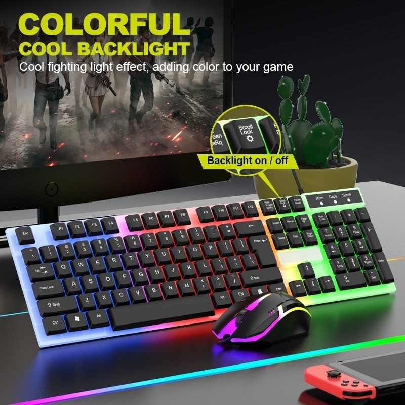 Kit Teclado Semi Mecânico + Mouse Gamer 3200dpi Rgb Led M300 LED-H8