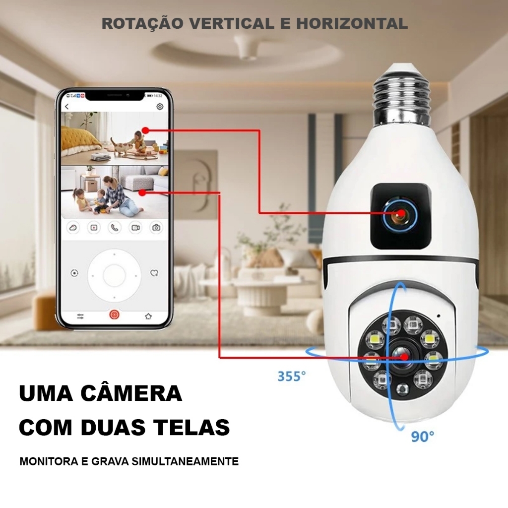 câmera de segurança wi fi camera de segurança 360°Câmera Panorâmica Smart HD Night Vision