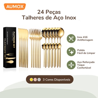Kit 24 Talheres de Aço Inoxidável para Uso em Casa, Restaurantes, Festas e Casamentos em Oferta na Shopee