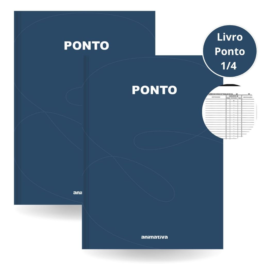 Kit com 2 Cadernos Livro Ponto Capa Dura Pequeno Controle de Horário para Funcionários Colaboradores