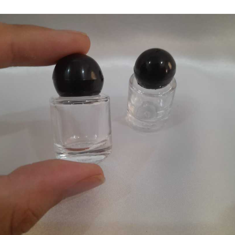 Kit 30/50unid Mini Frasco Vidro 5ml com tampa bola Preta+Batoque, porta perfume, porta oleo de unção