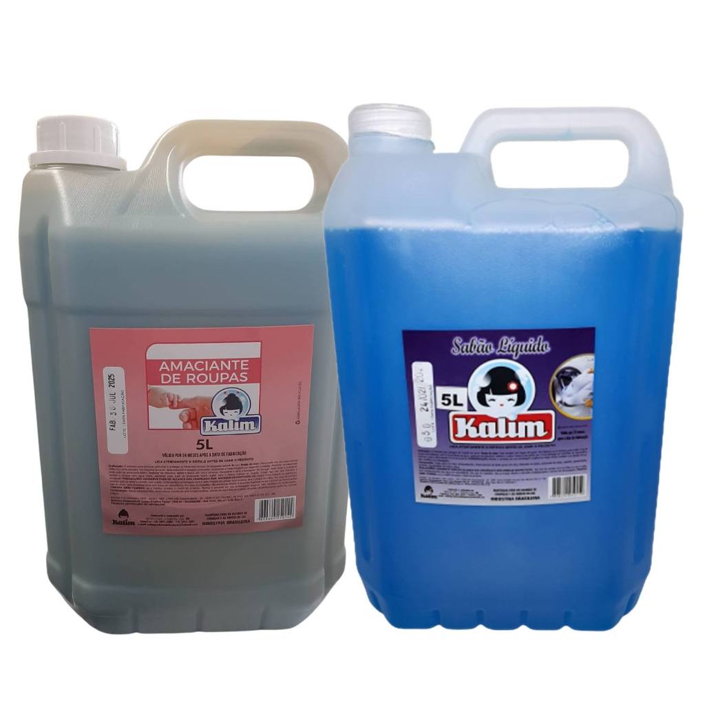 Lava Roupas Sabão Líquido Hommo 5L + Amaciante de Roupas Kalim 5L