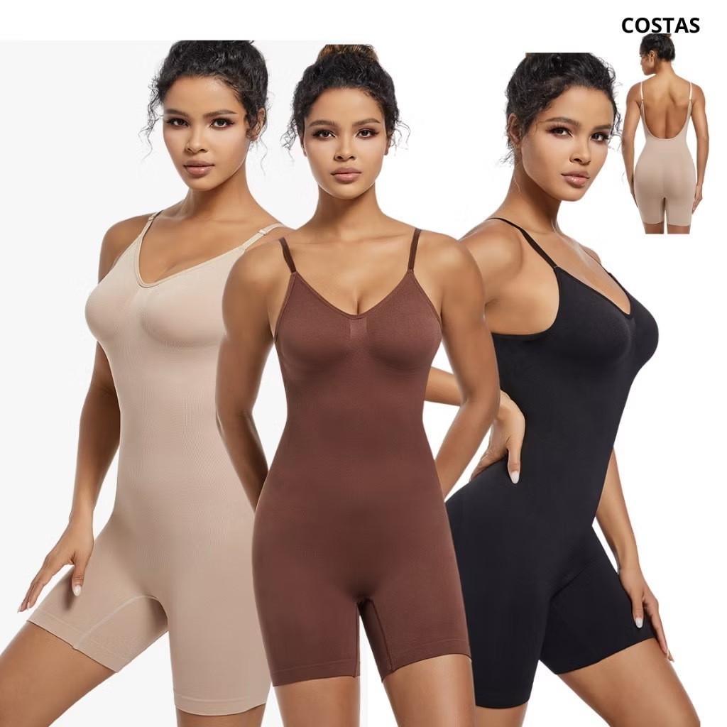 Body Macaquinho Cinta Modeladora Bermuda Bumbum Costa Nua