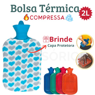 Bolsa térmica compressa 2L GRANDE/ COM E SEM CAPA PROTETORA ÁGUA QUENTE E FRIA /ENVIO IMEDIATO PROMO em Oferta na Shopee