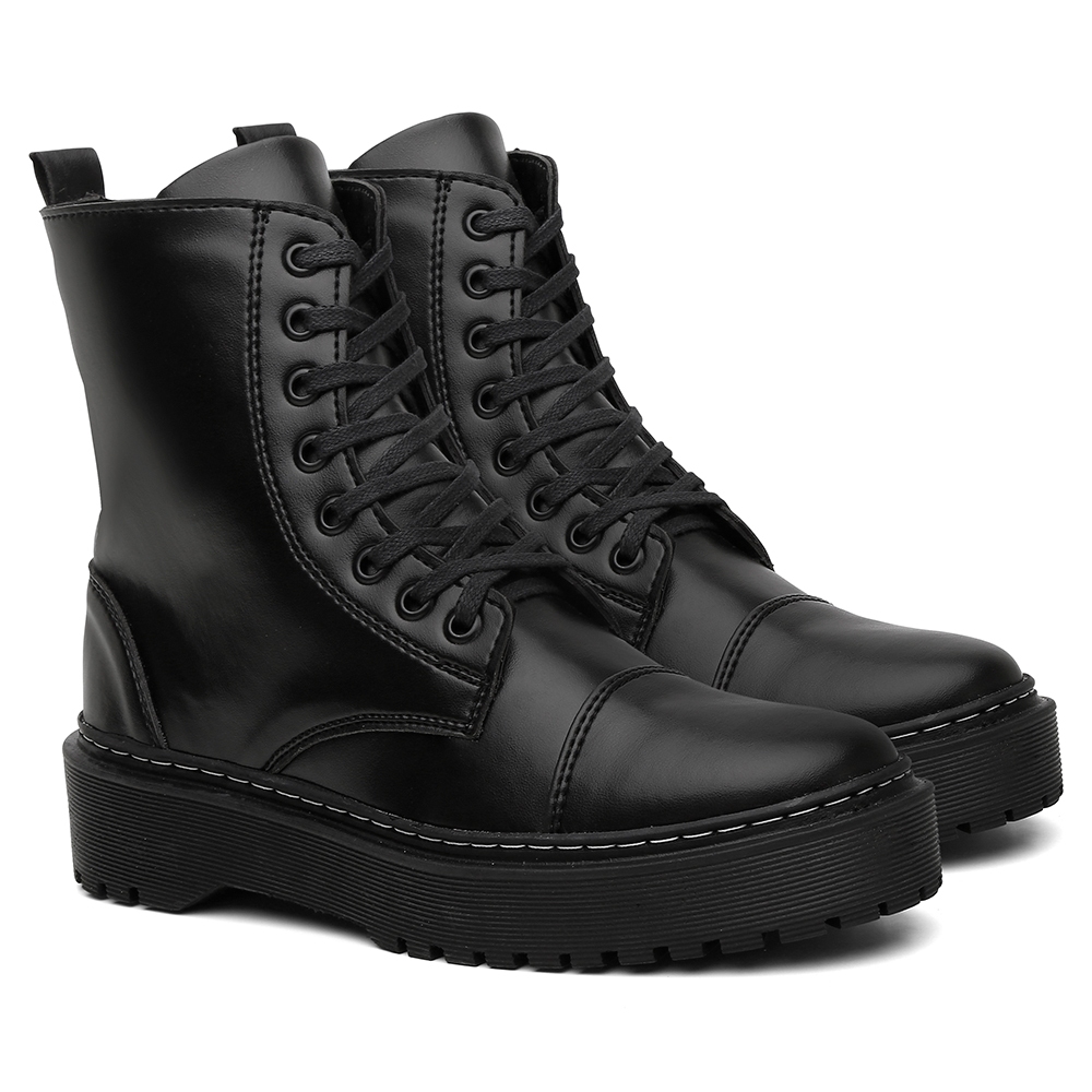 Coturno Feminino Tratorado Blogueira Influencer Cano Curto Leve Confort Oferta