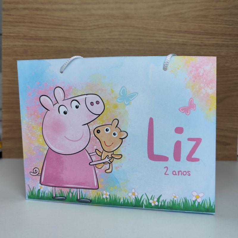 Sacolinha Personalizada Peppa Pig Aquarela - Pegue e Monte em Oferta na Shopee