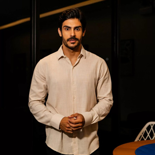 Camisa Social Masculina Manga Longa Linho Casual Luxo Slim Fit Estilo Moda Masculina em Oferta na Shopee