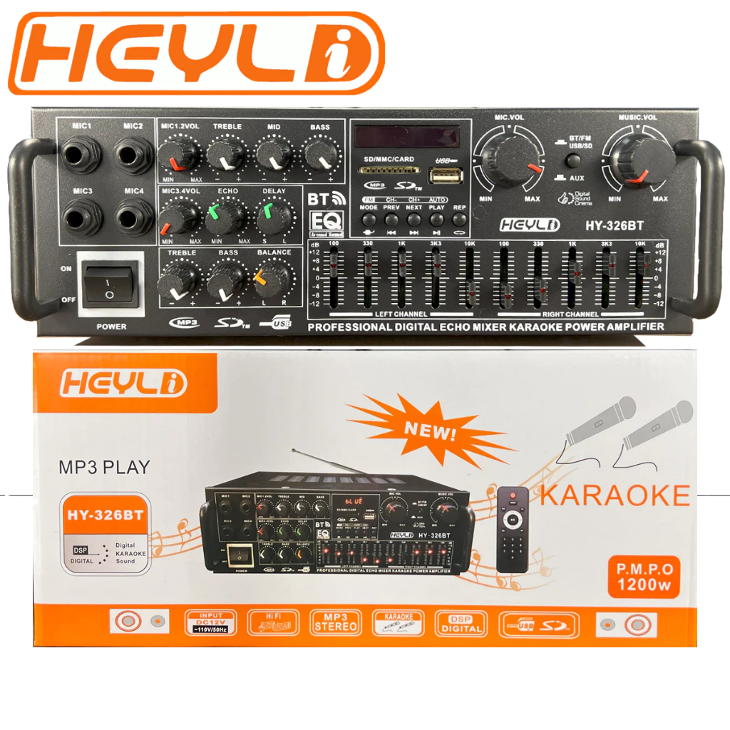 Amplificador 1200w Potente 220V Bluetooth controle remoto USB SD FM karaoke pega 4 microfones