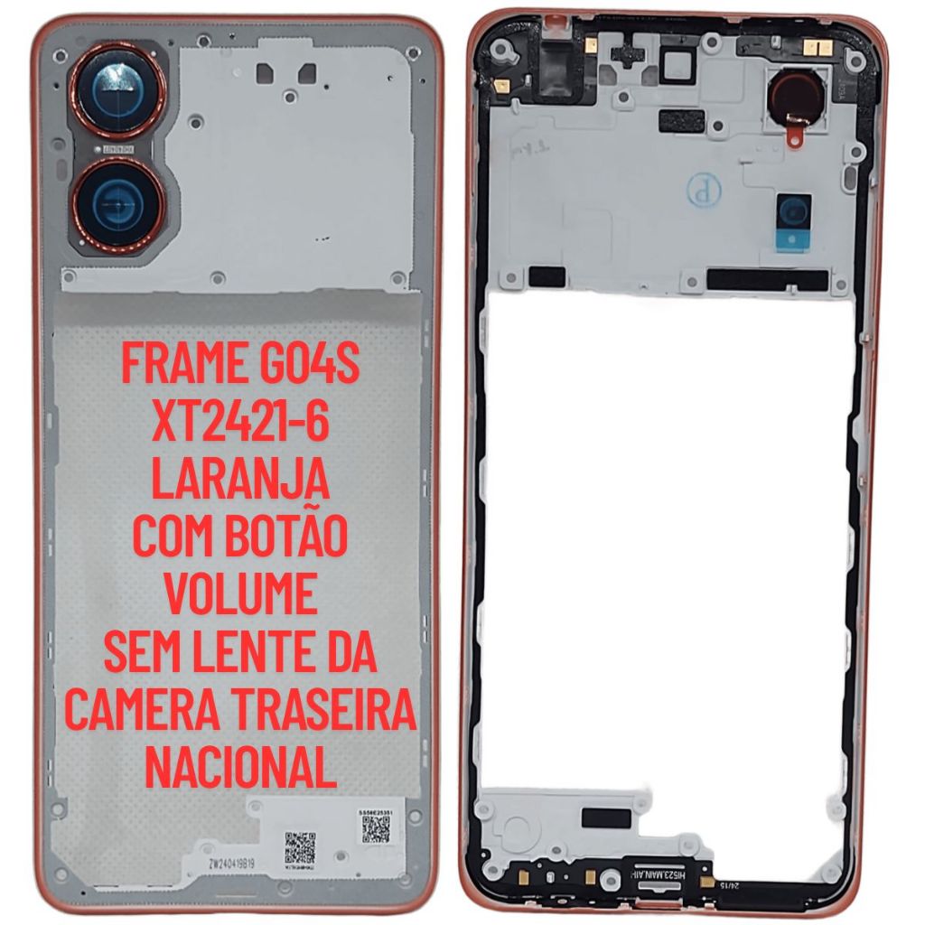 FRAME ARO CARCAÇA COMPATIVEL MOTOROLA MOTO G04S XT2421-6 LARANJA ORIGINAL NACIONAL DE FABRICA